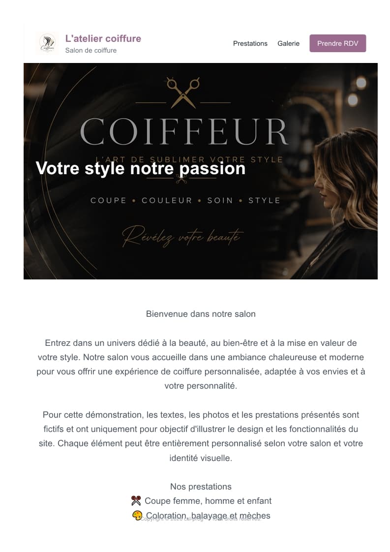 Aperçu — Site Coiffeur & Barbier